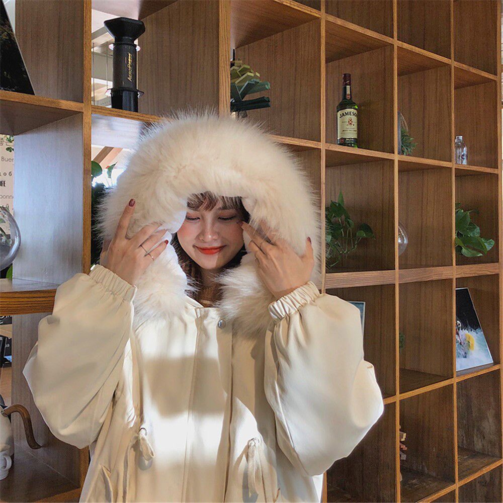 Cotton clothes female 2020 autumn and winter New Korean students loose wool collar cotton jacket plus velvet thick medium and long version of cotton coat