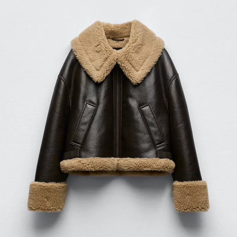 Zara, коричневая зимняя двусторонняя короткая куртка, увеличенная толщина