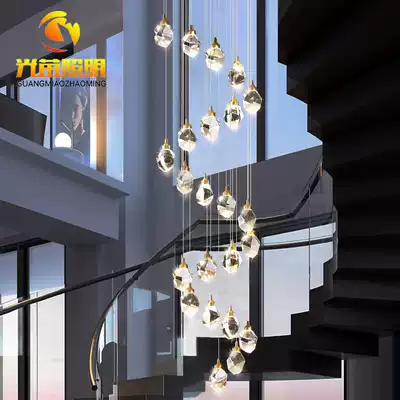 Light Miao Nordic chandelier living room lamp all copper lamps modern simple Villa light luxury crystal lamp Net red lighting