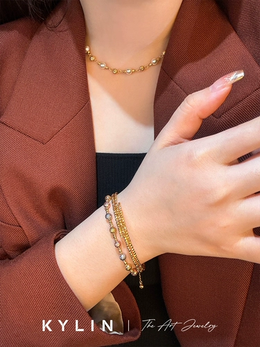 Qili | Итальянский доступный роскошный многофункциональный диско -флэш -лазерный бусин Трехцветный серебряный рука усовершенствование женского серебряного стека S925