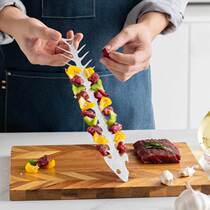 Cross-border creative stainless steel barbecue skewers fish bone skewers barbecue tools outdoor barbecue skewers meat piercing tools