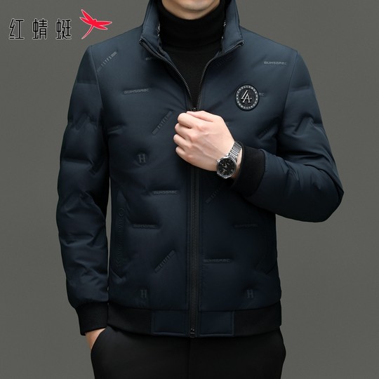 Red Dragonfly down Jacket Men's 2025 Winter New Stand Collar down Jacket Casual Lightweight Warm Jacket Men's Trendy