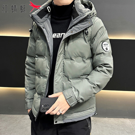 Red Dragonfly Large Size down Jacket Men's Winter New Trendy Hooded Lightweight down Jacket Casual Warm Jacket for Men