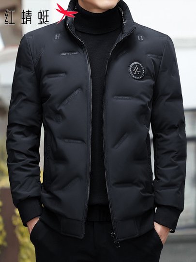 Red Dragonfly down Jacket Men's Winter New Thickened Warm Stand Collar Top Trendy Casual Lightweight Jacket for Men