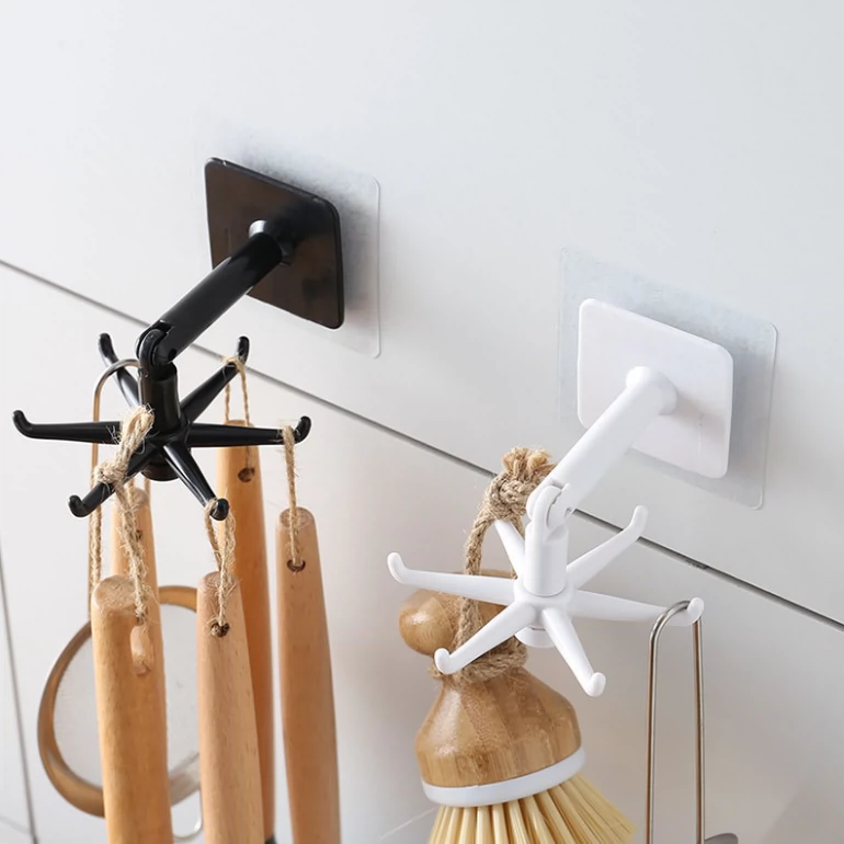 Rotary Hooks Free to punch Kitchen Hooks Powerful Viscose Walls Home Wall-mounted Creative Sticky Hook Multifunction Hooks-Taobao