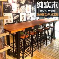 Solid Wood Bar Table table Home Balcony Leaning Against Wall Strip Table Commercial Cafe Milk Tea Shop Bar High Foot Table And Chairs Combination