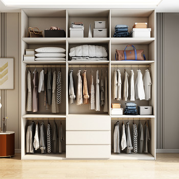 Segmented wardrobe solid wood custom made 2.5-3 meters to top enf-grade bedroom home internet celebrity handle-free wardrobe storage