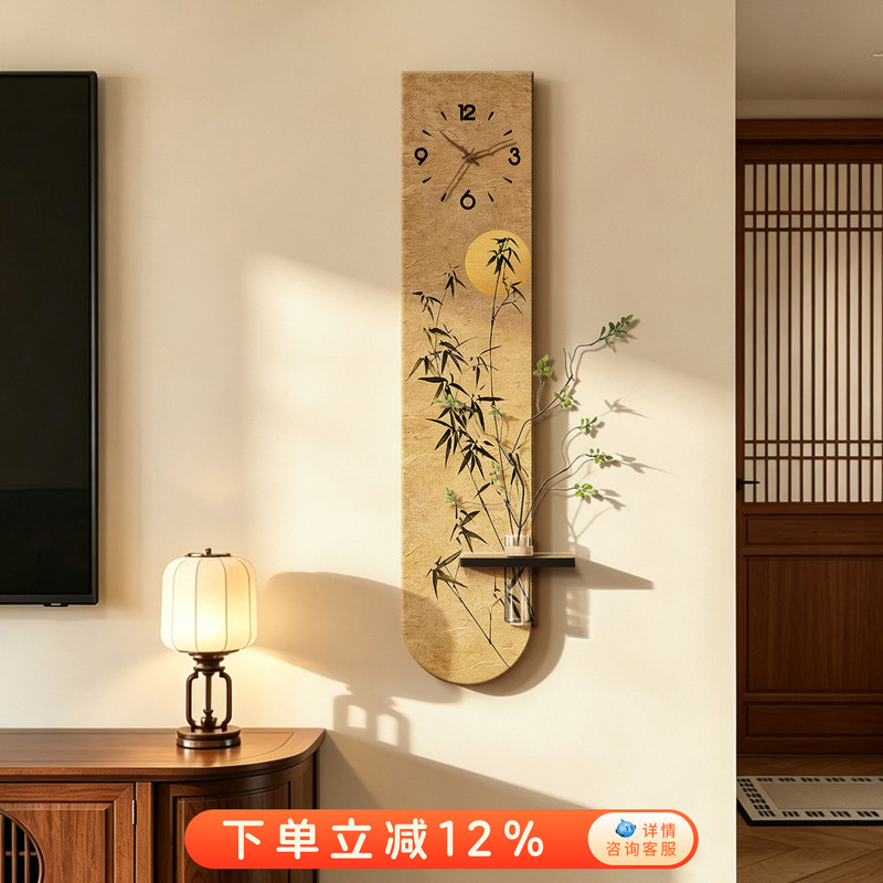 Medieval-Style Wall Clock for Living Room 2026 New Model Song Dynasty Aesthetic Clock Wall Art Creative Clock High-End Dining Room Wall Clock