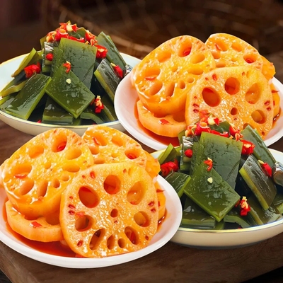 香辣海带丝藕片酸豆角萝卜干下饭菜