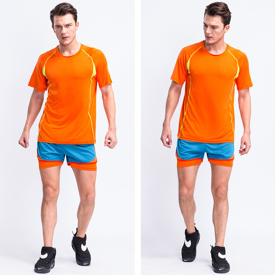20 new running sports suit men's summer short-sleeved t-shirt suit diy custom track and field fitness training shorts