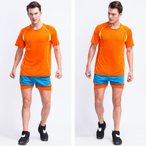 20 new running sports suit mens summer short-sleeved t-shirt suit diy custom track and field fitness training shorts