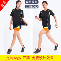 New summer mens couple wear track and field suit suit running training suit sports competition suit custom printed LOGO font size