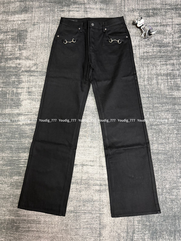 Guc by Demna 26Ss Design Language Horsebit Straight-Leg Fit Washed Vintage Jeans Black