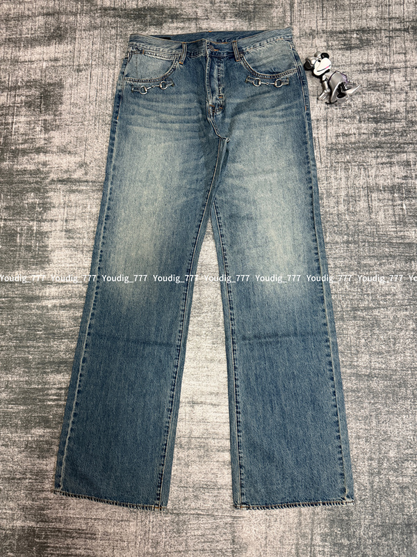 Guc by Demna 26Ss Design Language Horsebit Straight-Leg Fit Washed Vintage Jeans