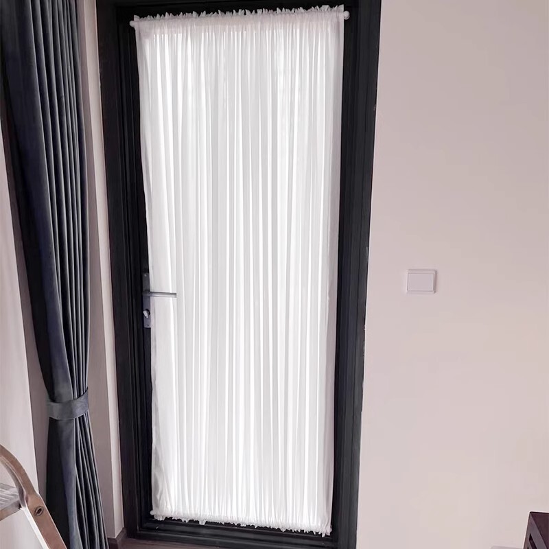 No-Drill Glass Door Curtain, Stretchable Gauze Curtain for Inward-Opening Windows, Magic Tape, Privacy and Light-Blocking Curtain for Bay Windows, Cabinet Curtain, Sliding Door