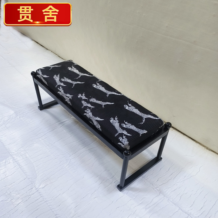 Medieval wind black French style strip benches home entrance door changing shoes stool leopard leopard stool tea dining stool bedroom bedstool-Taobao