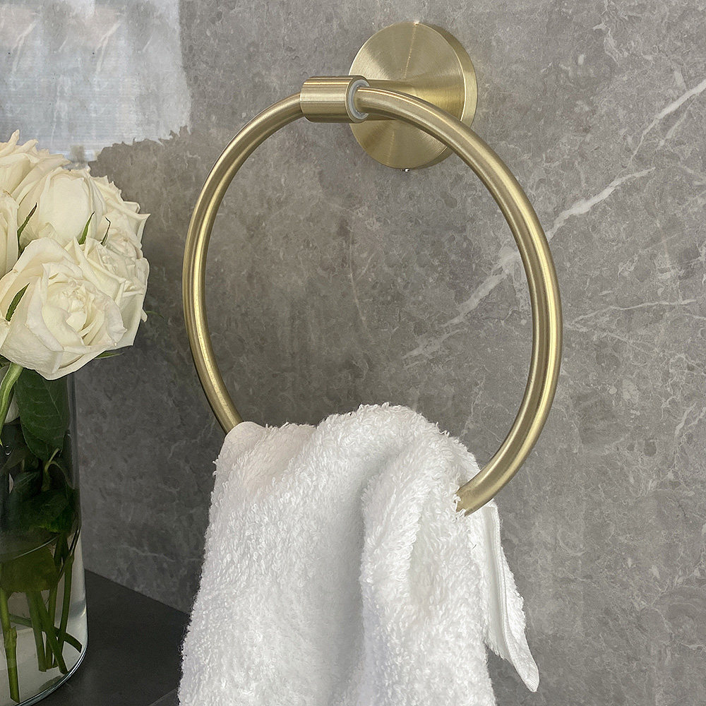Munmu Nordic bathroom towel ring stainless steel brass color wash toilet toilet towel ring is free of punching