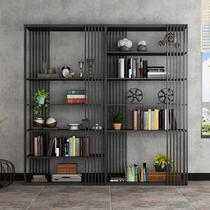 Wrought iron partition shelf Creative shelf Office bookshelf Nordic simple industrial style display rack floor storage