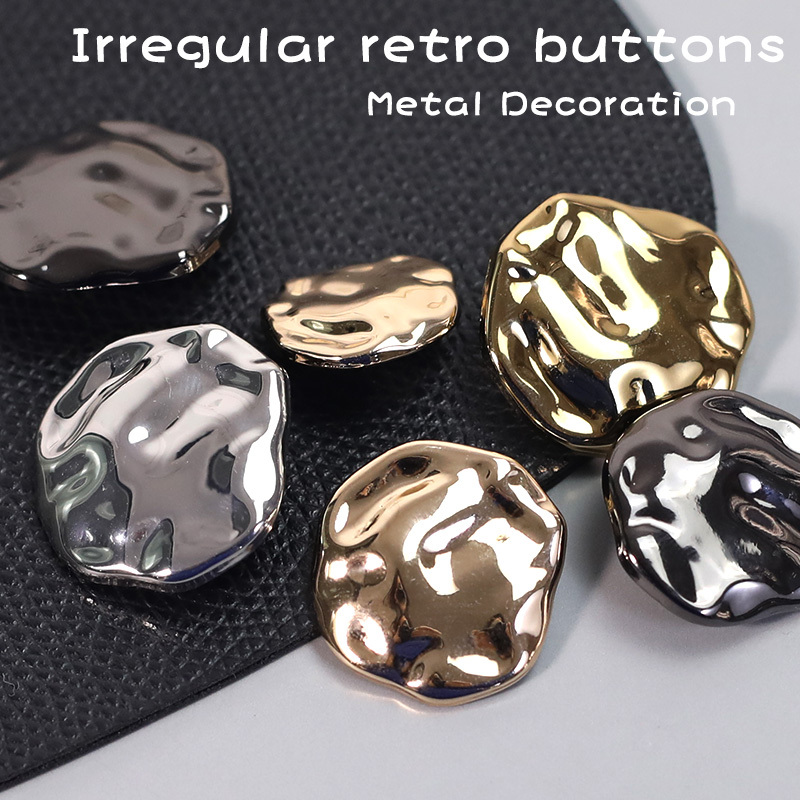 High-End Outwear Metal Buttons Gold Silver Suit Outwear Windbreaker Asymmetrical Buttons Shirt Cardigan Decorative Buttons