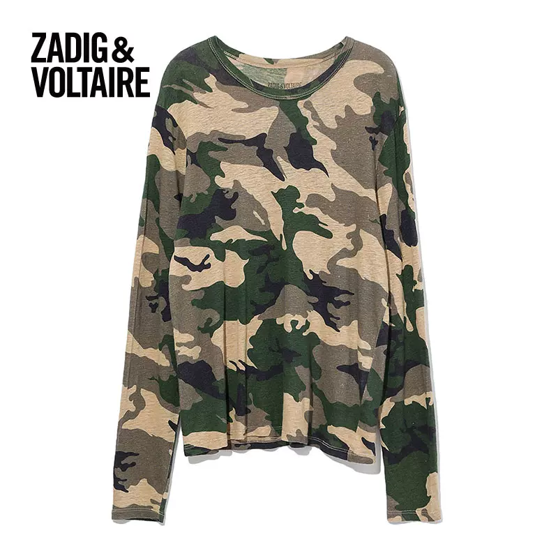 Женская футболка Zadig &amp; Voltaire с круглым воротом, длинный рукав, модная повседневная линия, комфортный приталенный TP1816FD
