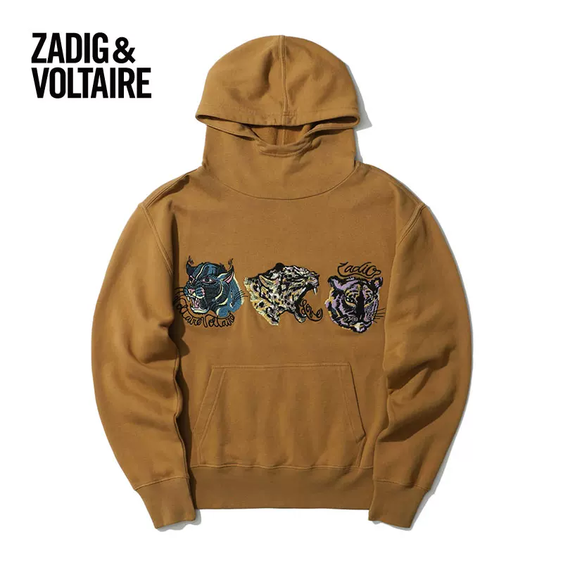 Женский свитер с капюшоном Zadig & VOLTAIRE в повседневном стиле, вышивка символов животного и буквы, комфорт TS7120ff