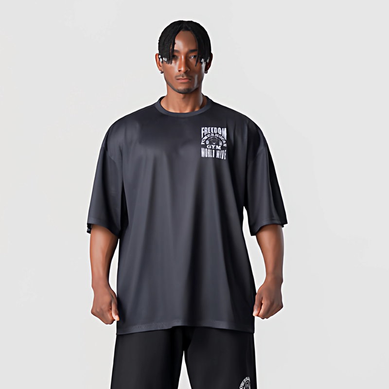 Freedom Powerhouse Short-Sleeved T-Shirt for Men in Summer Sports and Fitness Training, Loose, Breathable, Mesh and Quick-Drying