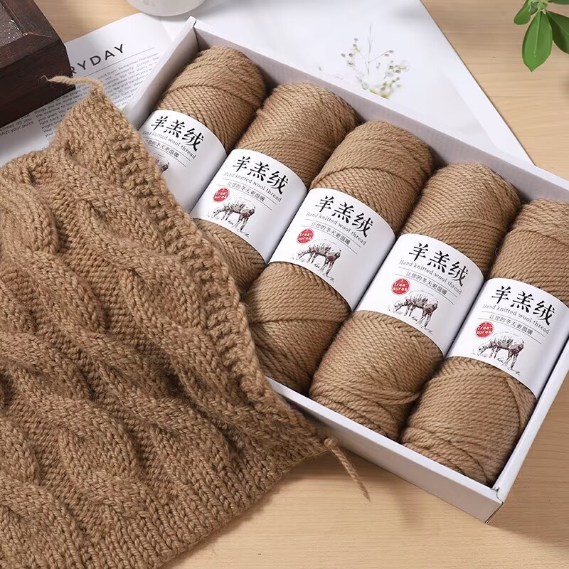Lamb's Wool Handmade DIY Knitting Alpaca Wool Medium-Thick Knitting Needles Wool Yarn Scarf Sweater Material Kit Yarn Ball