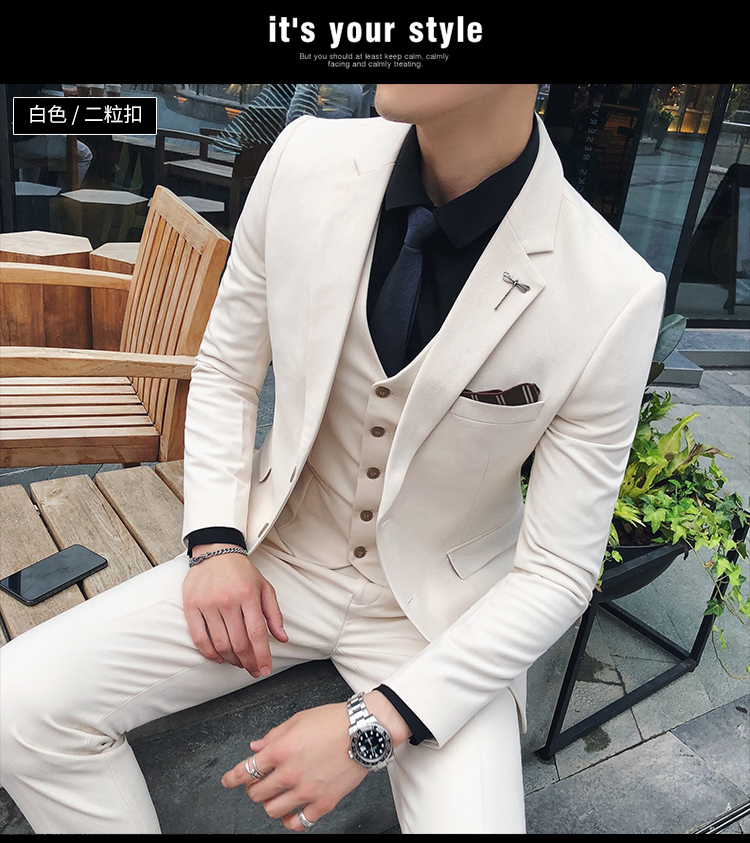 Bộ đồ đôi ngực phù hợp với áo ba lỗ nam Hàn Quốc phiên bản kinh doanh tự tu luyện phù hợp với hai chiếc váy cưới thủy triều áo dạ nam