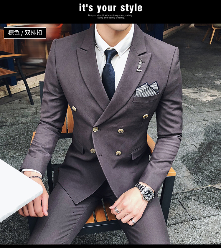 Bộ đồ đôi ngực phù hợp với áo ba lỗ nam Hàn Quốc phiên bản kinh doanh tự tu luyện phù hợp với hai chiếc váy cưới thủy triều áo dạ nam