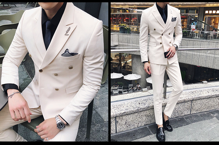 Bộ đồ đôi ngực phù hợp với áo ba lỗ nam Hàn Quốc phiên bản kinh doanh tự tu luyện phù hợp với hai chiếc váy cưới thủy triều áo dạ nam