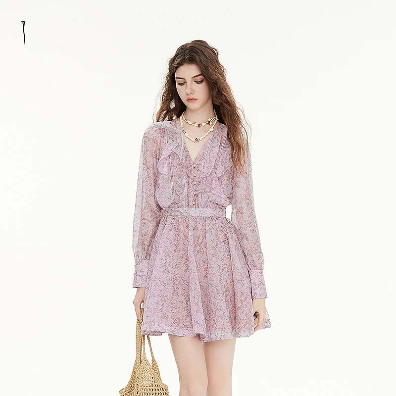 Lined 2026 Summer New Women's French Fashion Design Waist-Cinching Lace Patchwork Dress D5575