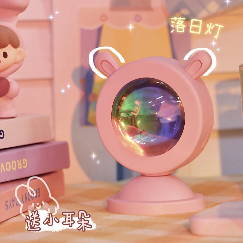 Net Red Fall Day Light Creativity Sunset Rainbow Light Bedroom Atmosphere Light Cute Desktop Photo Decoration Table Light Girl Hearts