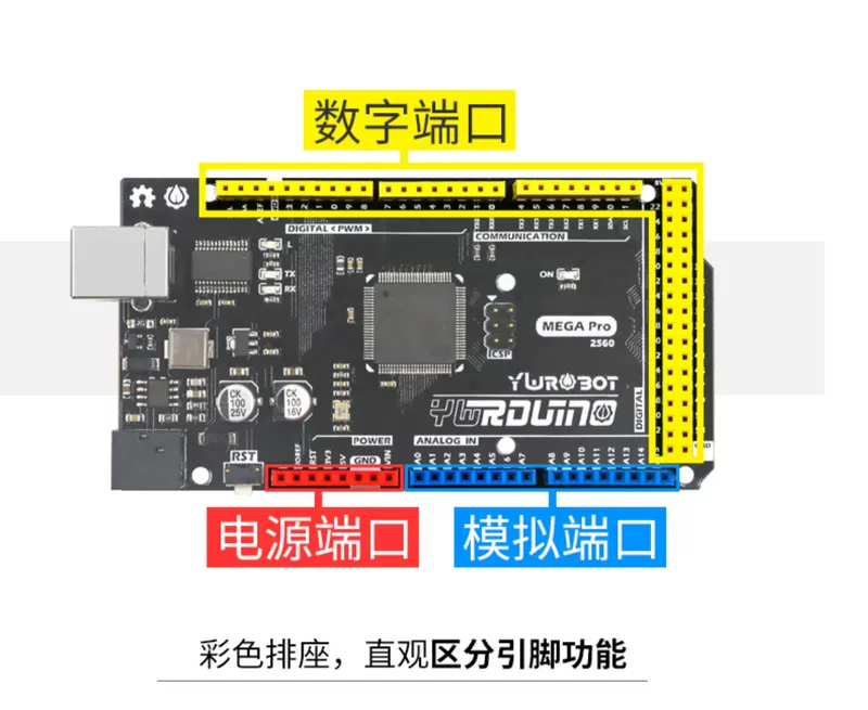 YwRobot phù hợp với bo mạch phát triển Arduino MEGA 2560 và đi kèm cáp dữ liệu và vận chuyển miễn phí để điều khiển vi điều khiển.