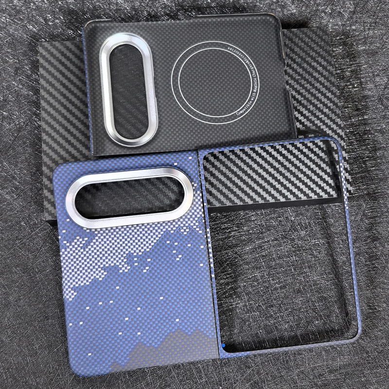 Suitable for Huawei Puraxmax Collector's Edition, Carbon Fiber Aramid Mobile Phone Case with Kevlar Center Axis, Ultra-Thin Full-Cover Matte Hard Case, Foldable, Lightweight, Anti-Drop, Men's Business Protective Case