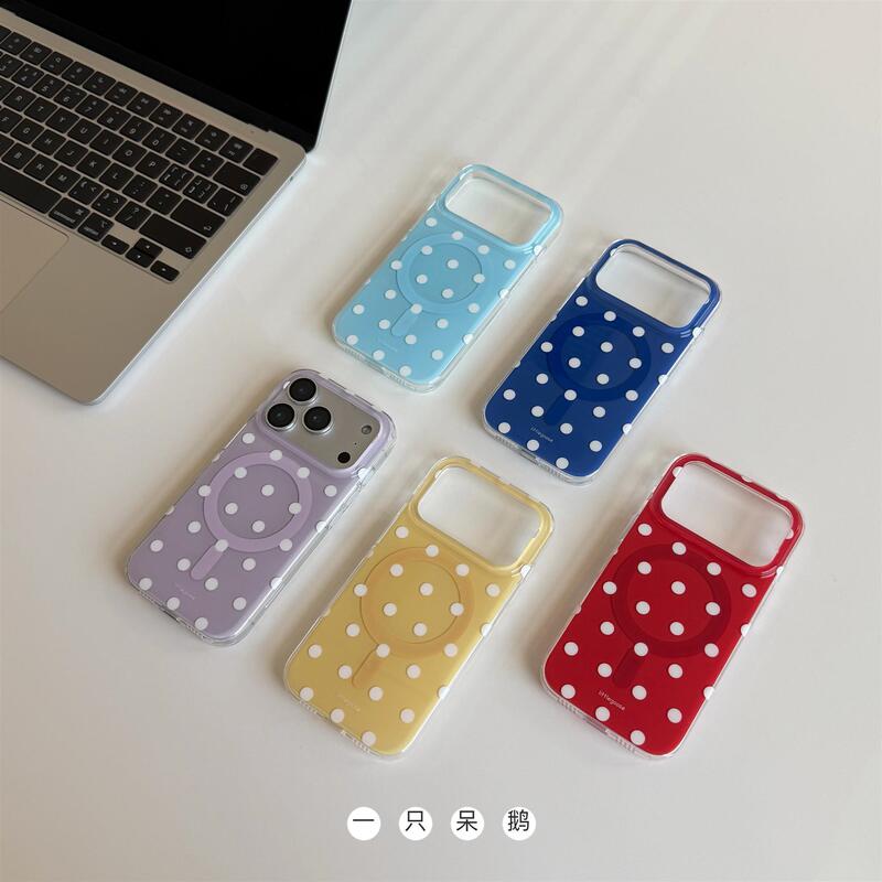 Summer Polka Dot Round Double-Layer Imd Magnetic Case Original Suitable for iPhone 17 Promax Mobile Phone Case Apple 16