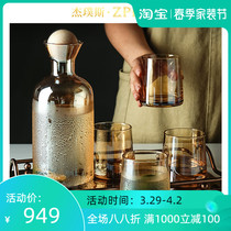 ZPPSN water glass suit Danish cold water bottle Home Nordic Creative glass Water resistant to high temperature Zappot cool kettle