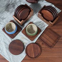 Kung Fu tea coaster light luxury and high-end sense mahogany acacia wood bamboo insulation mat black walnut round square solid wood