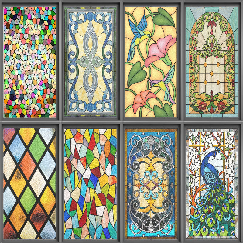 Customized glass sticker toilet Frosted window sticker light opaque European-style church electrostatic glass fixture