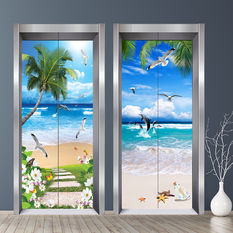 Elevator stickers scenery elevator door decorative door stickers home stickers property company creative door stickers decorative painting
