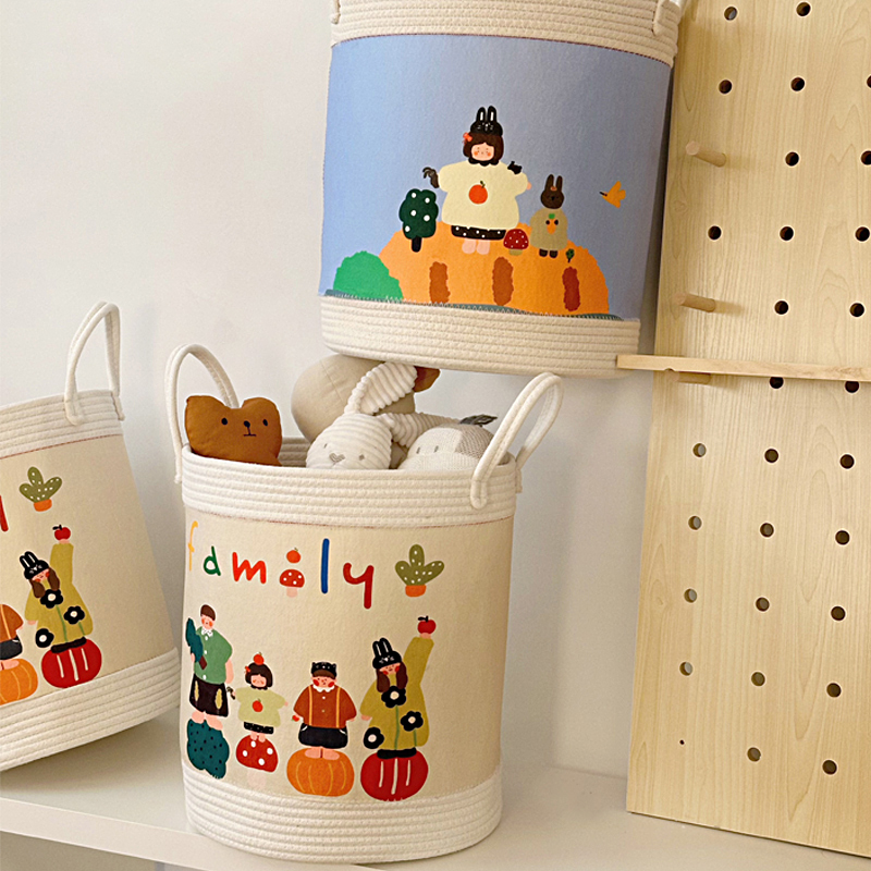 Creative children's toy containing barrel foldable like taste clothes Dirty Clothes Barrel Nordic Wind Cartoon On-board Containing Basket-Taobao