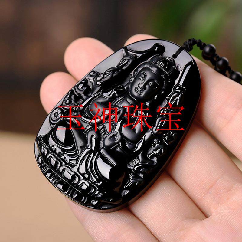 高级货缅甸翡翠色玉墨翠生肖守护神墨玉吊坠冰种玉石玉坠挂件处理