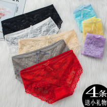 Summer underwear female lace pure cotton Sexy hot hollowed-out urban teenage girl Antibacterial Lady Triangle Shorts Head