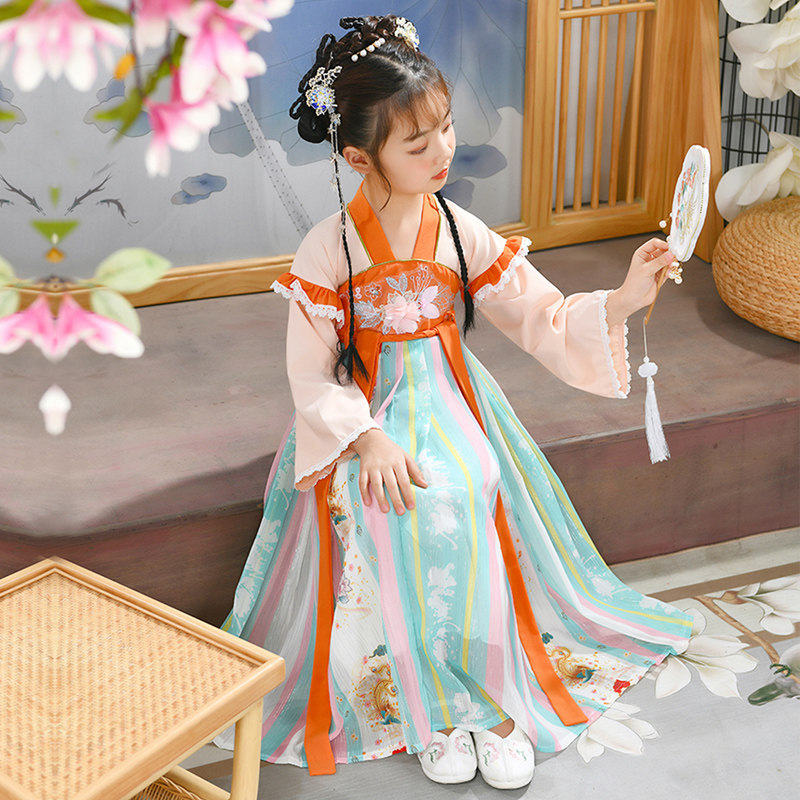 Girl Foreign Dress 2022 New Princess Dress Summer Ancient Dress Superfairy Dance Suit Spring Autumn Dress Long Sleeve Child Hanfu