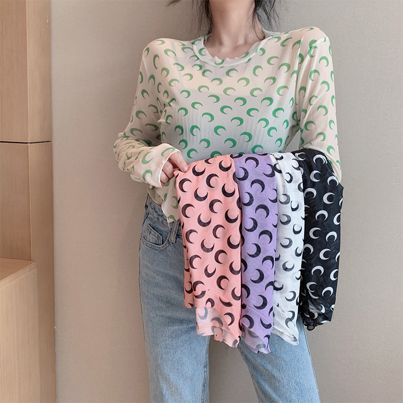 2022 New Summer Sun Protection Clothing for Women, Long-Sleeved Thin Mesh Bottoming Shirt in Hyuna Style, Moon Inner Wear T-Shirt, Ice Silk Top 2022 New Summer Sun Protection Clothing for Women, Long-Sleeved Thin Mesh Bottoming Shirt in Hyuna Style, Moon Inner Wear T-Shirt, Ice Silk Top