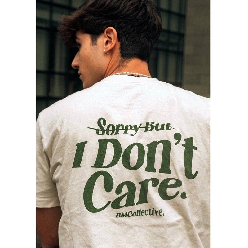 Sorry but I Don'T Care American Retro Letter Print Short-Sleeved T-Shirt for Men, Loose Pure Cotton Top