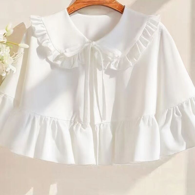 New Black and White Lolita Shawl, Versatile Retro Pleated Short Coat, Super Fairy-Like Cape Paired with Cheongsam for Women