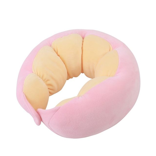 ກາຕູນ plush ໝອນ U-shaped PP ຝ້າຍງາມແລະສະດວກສະບາຍ headrest ການເດີນທາງກາງແຈ້ງ Portable ຫ້ອງການຫມອນ U-shaped ງາມ pea