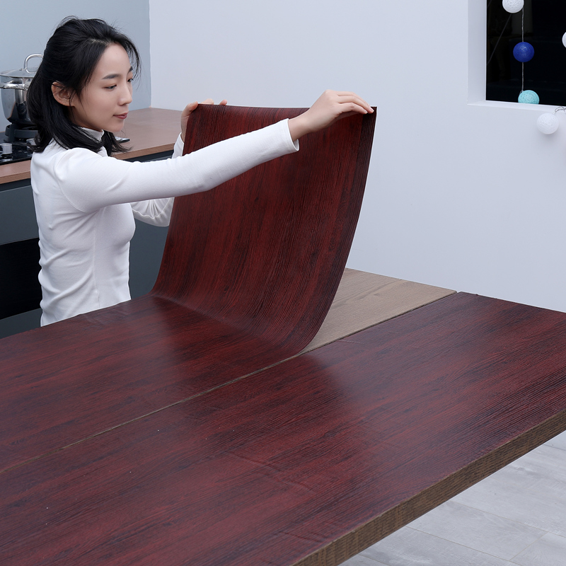 Desktop sticker waterproof simulation wood grain desk self-adhesive wallpaper moisture-proof table wardrobe table with thickened furniture decoration