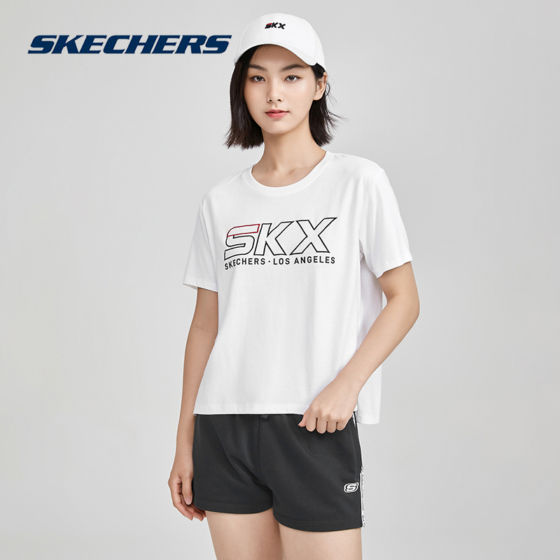 Skechers Skech Women's Short Sleeve T - shirt 2023 Summer New Breakthrough Middle Sleeve Lady Sports Upper Lady