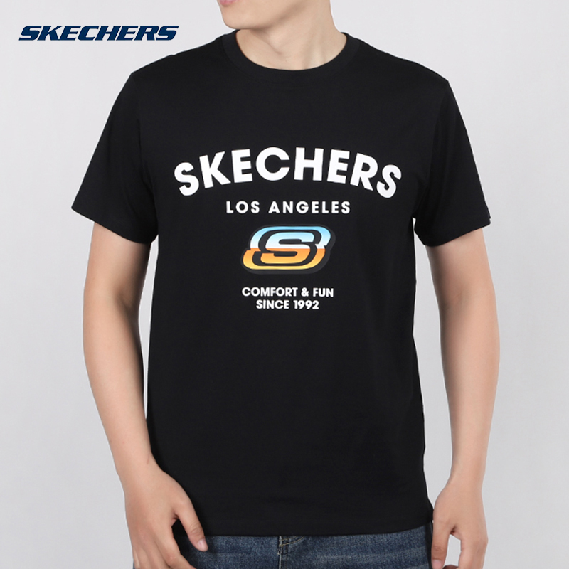 SkechersSKECHERS men's clothing short sleeves T-shirt 2022 Summer official Flagship Men Casual Sports Blouse Men